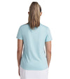 Puma Womens CLOUDSPUN Piped Golf Polo Shirt / Short Sleeve  in solid Safe Lake-partial model back view
