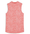 Puma Womens MATTR Hadley Sleeveless Golf Polo Shirt back in Salmon featuring a delicate tiny white floral & dots print with a classic polo collar and 5 button placket for a sophisticated, sporty look