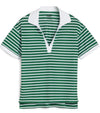 Puma Womens Everyday Stripe Pique Golf Polo Shirt- front in striped Vine / White Glow featuring Vine piped detailing at the V neckline, Vine classic collar and Vine banded short sleeves adding a touch of sophistication to the overall design.