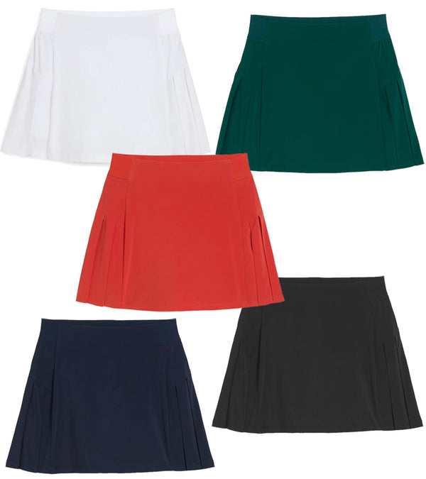 Puma Haute Womens Golf Skirt - front view in 5 colors: White Glow, Dark Myrtle, Red Fire , Deep Navy, Puma Black
