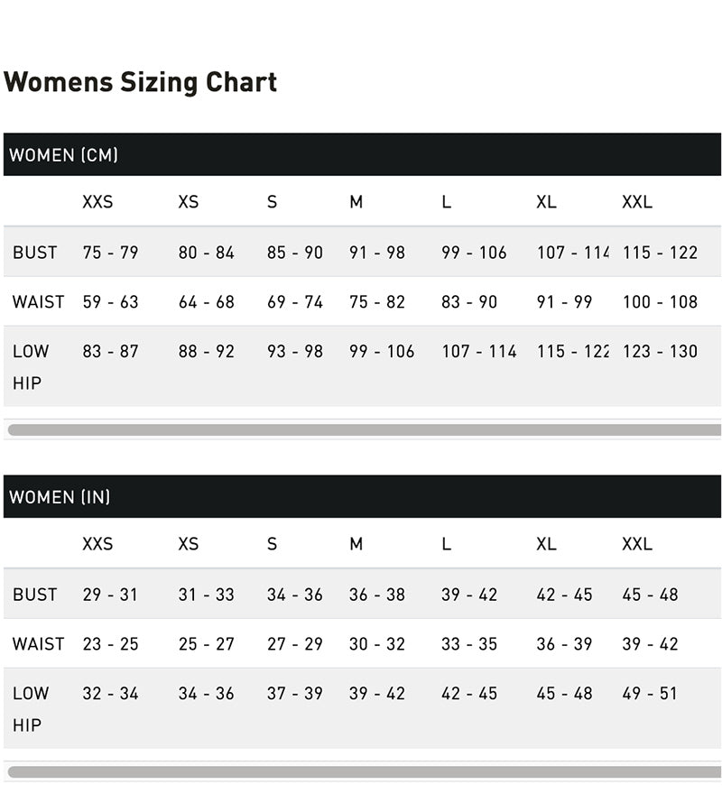 Puma Womens Sizing chart