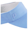 Puma Womens Sport P Golf Visor in Blue Skies closeup of logo