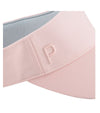 Puma Womens Sport P Golf Visor in Rose Dust closeup of logo