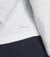 PUMA Women's YouV Long Sleeve Golf Polo shirt closeup of YOU-V logo