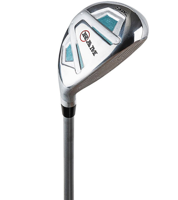 Ram Golf Accubar Plus Ladies Golf Clubs Set hybrid in silver gray with teal  and white details