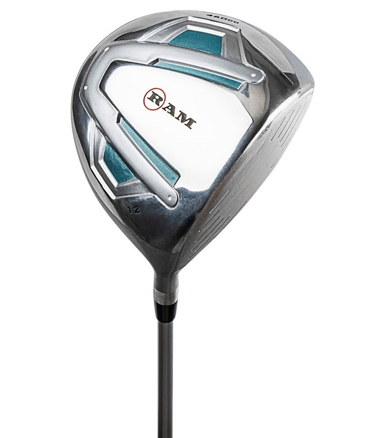 Ram Golf Accubar Plus Ladies Golf Clubs Set driver in silver gray with teal  and white details