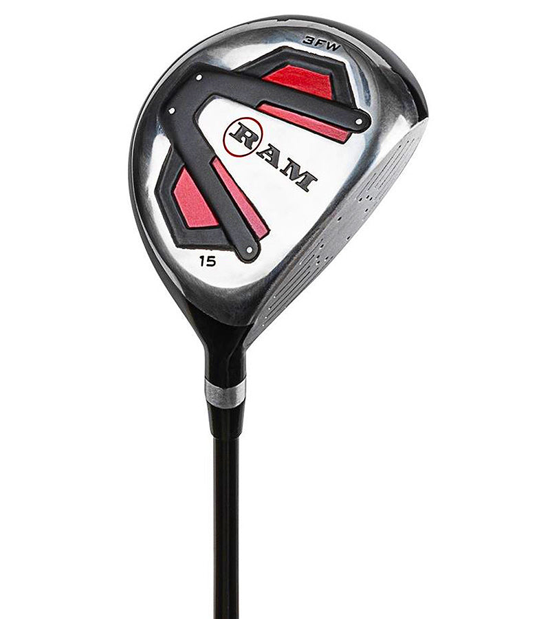 Ram Golf Accubar Mens Golf Clubs Set - #3 fairway wood in black with red and silver accents/details