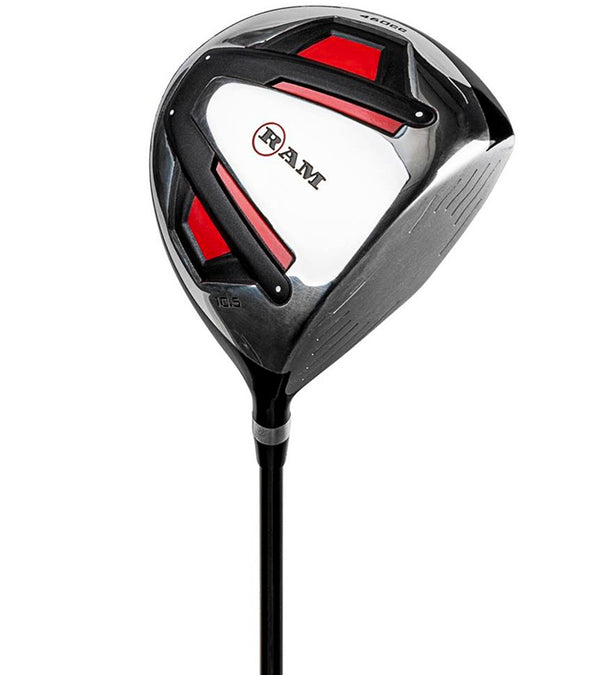 Ram Golf Accubar Mens Golf Clubs Set - driver in black with red and silver accents/details