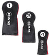 Ram Golf Accubar Mens Golf Clubs Set - 3 headcovers in  black with red and white accents/details