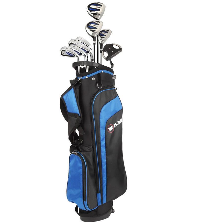 Ram Golf SDX Mens Golf Clubs Set - bag with clubs in black with blue details/accents