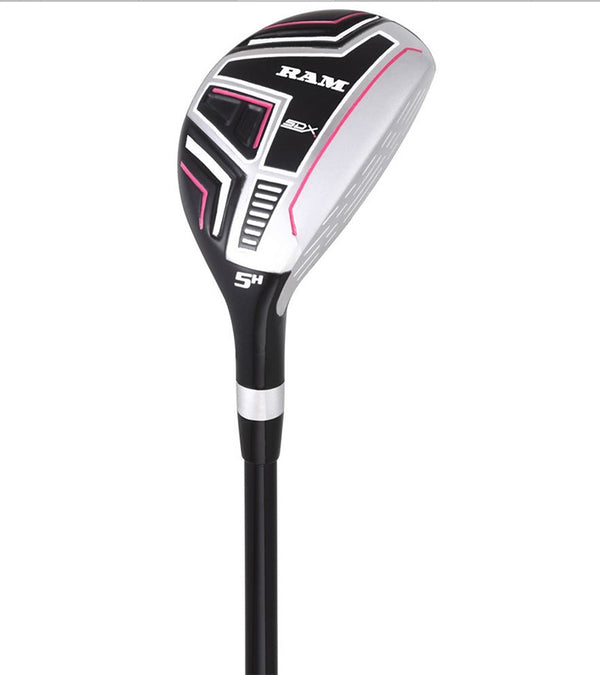 Ram Golf SDX Ladies Golf Clubs Set  - #5 hybrid in black with white and contrasting pink details.