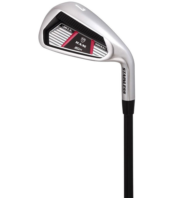 Ram Golf SDX Ladies Golf Clubs Set  -#7 Iron in black with white and contrasting pink details.