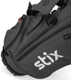 Stix Stand Golf Bag in dark charcoal with a closeup of pockets at the bottom of the bag