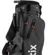 Stix Stand Golf Bag in dark charcoal with closeup of pockets atthe top of the bag