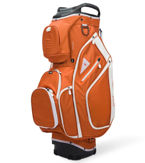 Sunday Golf The Big Rig Golf Cart Bag in Burnt Orange- Burnt Orange base with white details - left side and front