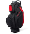 Sunday Golf The Big Rig Golf Cart Bag in Blackjack - black with red details - left side and front