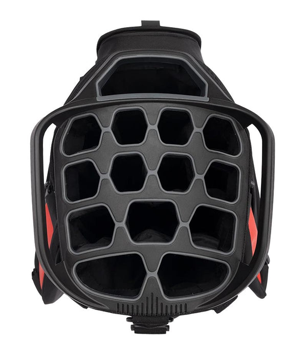 Sunday Golf The Big Rig Golf Cart Bag in Blackjack - black with red details - top 14 way club divider 