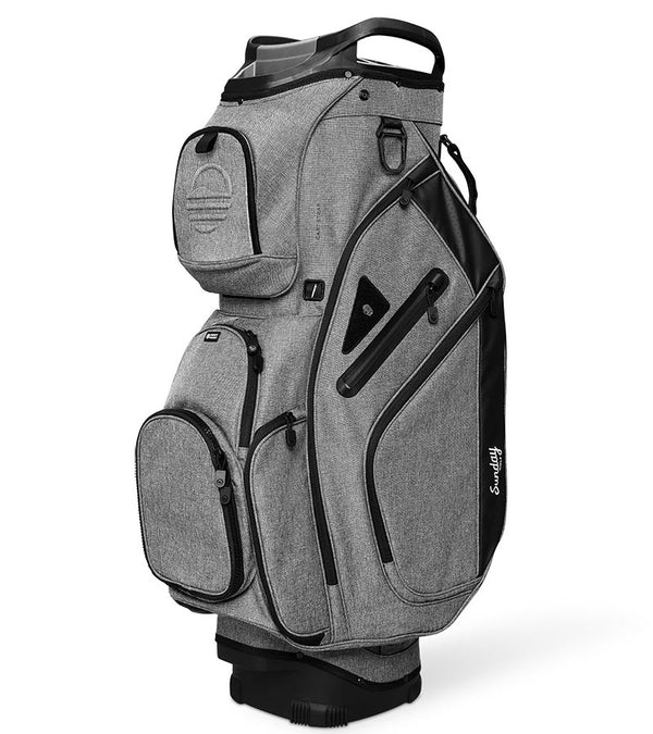 Sunday Golf The Big Rig Golf Cart Bag in Heather Gray – textured gray base with black accent details - left side and front