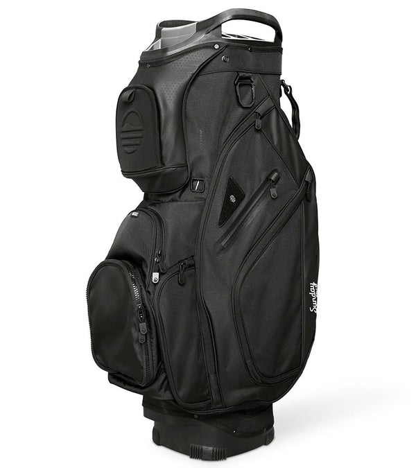 Sunday Golf The Big Rig Golf Cart Bag in Matte Black – black base with black accent details - left side and front