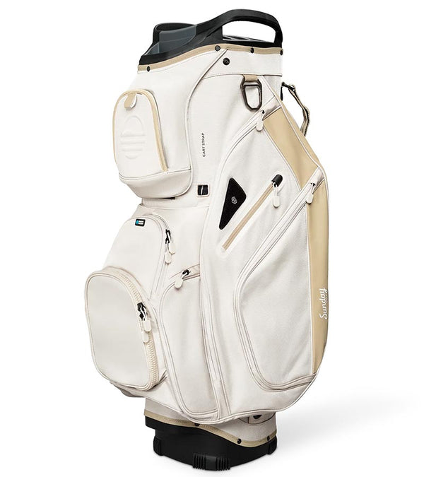 Sunday Golf The Big Rig Golf Cart Bag in Toasted Almond– cream base with warm tan  accent details - left side and front