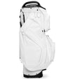 Sunday Golf The Big Rig S-Class Golf Cart Bag in White Vegan Leather –white  base and  black accent details - side view