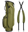 Sunday Golf Ryder S-Class Full Size Stand Golf Bag in OliveVegan Leather with a backpack-style double strap system