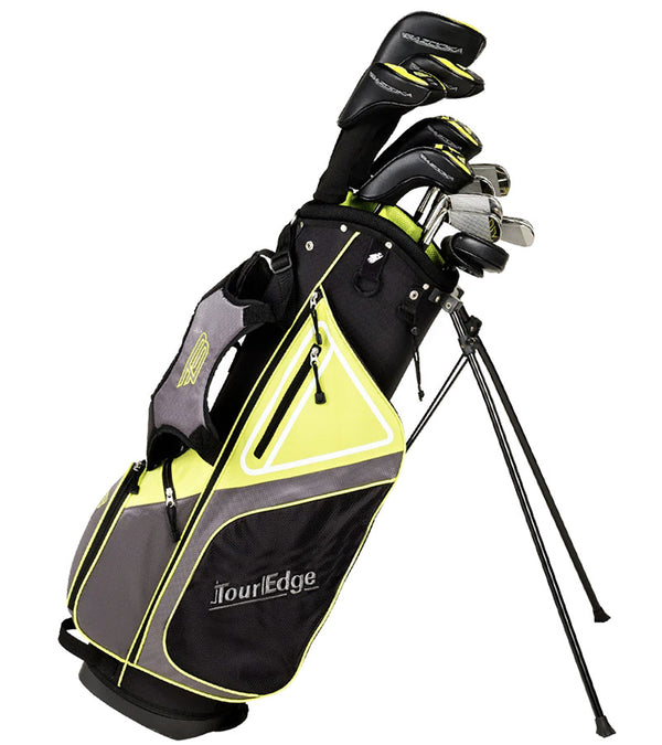 Tour Edge Bazooka 470 Black Complete Mens Golf Set Stand/Carry bag with legs extended.