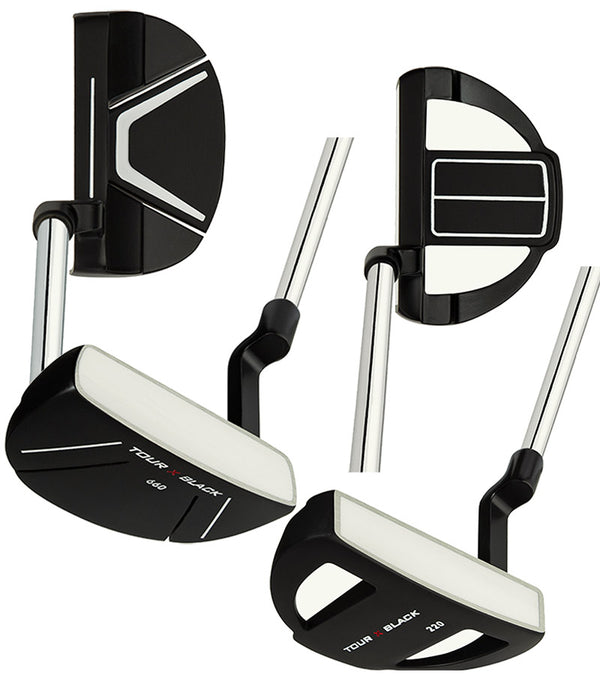 Tour X Black Mallet Putter  - options 220 & 660 in 2 views top & front/bottom 