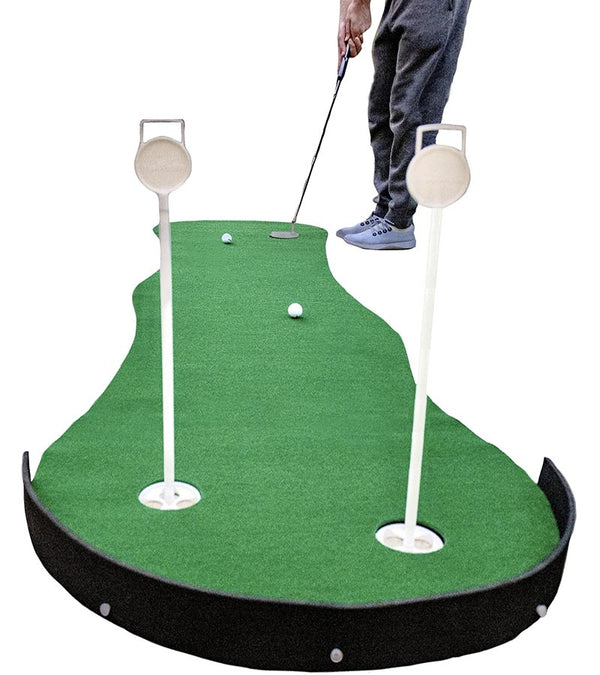 TrueBirdie XL Indoor Professional Putting Mat - partial man in background putting a golf ball