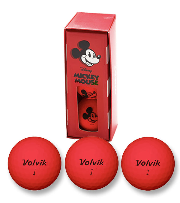 Packaging with 3 red balls for the Volvik Vimax Golf Balls Disney Mickey Mouse 3 Ball Pack