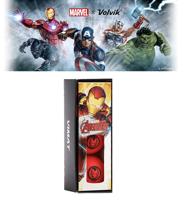 Volvik Avengers Vimax Golf Balls 3 ball set packaging for Iron Man (red)