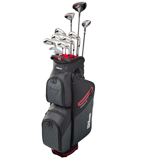Wilson Profile Senior Men Complete Set - Cart Bag in  black & textured charcoal with red accents includes 10 golf clubs 