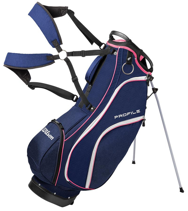 Wilson Profile Women's Complete Golf Set-stand bag with dual carrying straps in Navy / Rose Gold / Silver