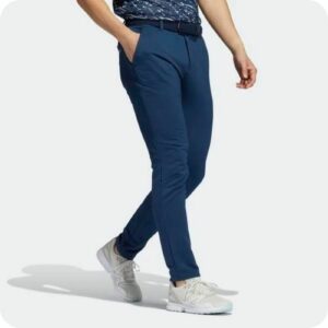 man in Adidas Primeblue golf joggers with white background