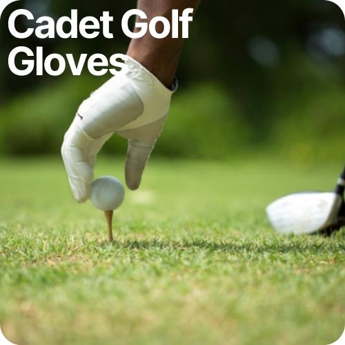 golfer putting ball on tee while wearing cadet golf gloves