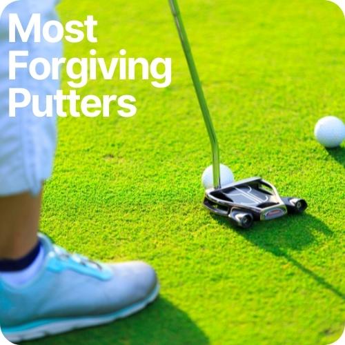 golfer using the most forgiving putter on a golf ball