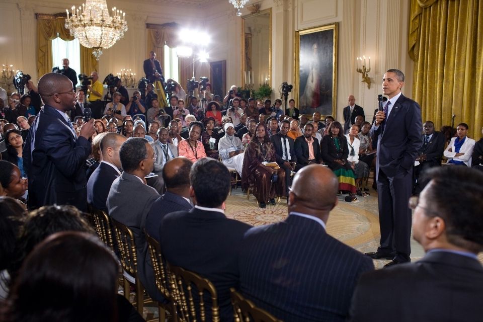 Barack Obama addressing a crowd