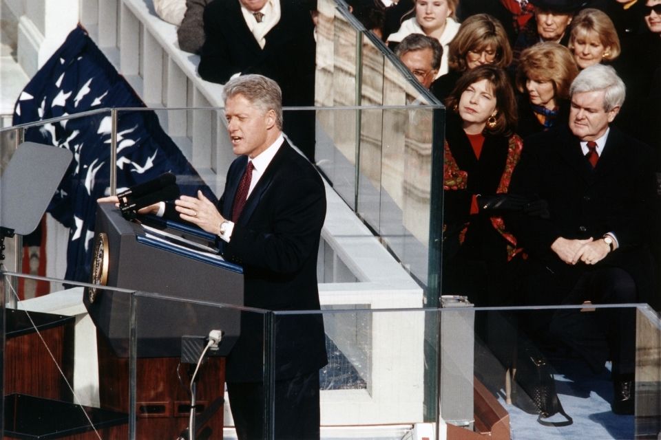 bill Clinton speaking to a crowd
