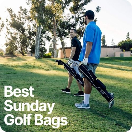 walking with sunday golf bags