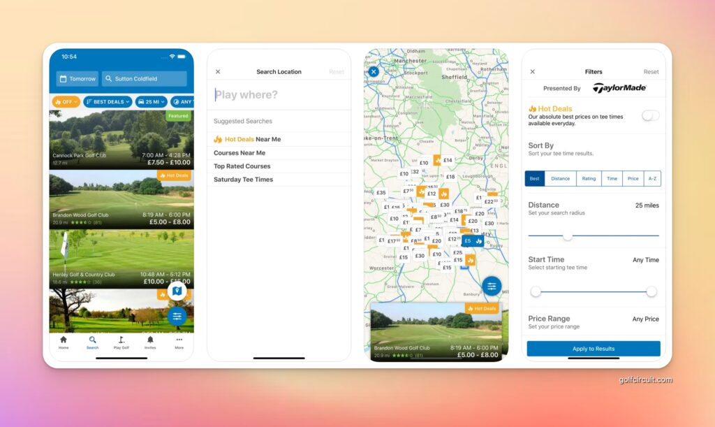 golfnow golf app screenshots